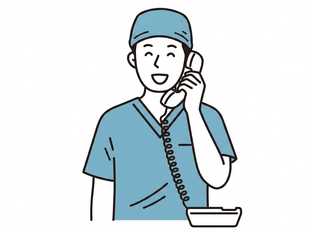 電話を受ける院長のイラスト